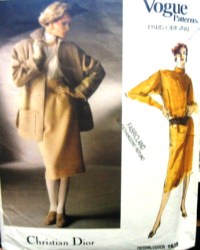1638 VOGUE C DIOR 85 BOXY JACKET,DRESS,TOP,RSD WST SKIRT PATTERN 12,14